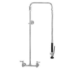 Pre-Rinse Unit, Swivel Style, 8" Adjustable Wall Control Valve, Lever Handles