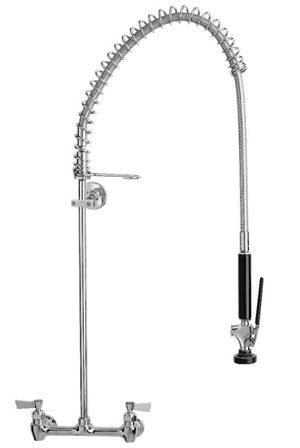 Pre-Rinse Unit, Spring Style, 8" Adjustable Wall Control Valve, Lever Handles